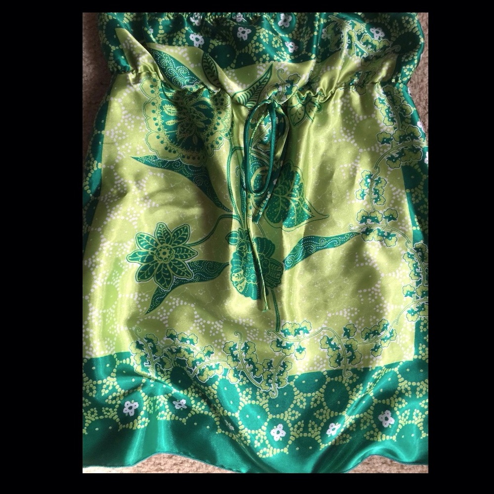 Green satin tube top